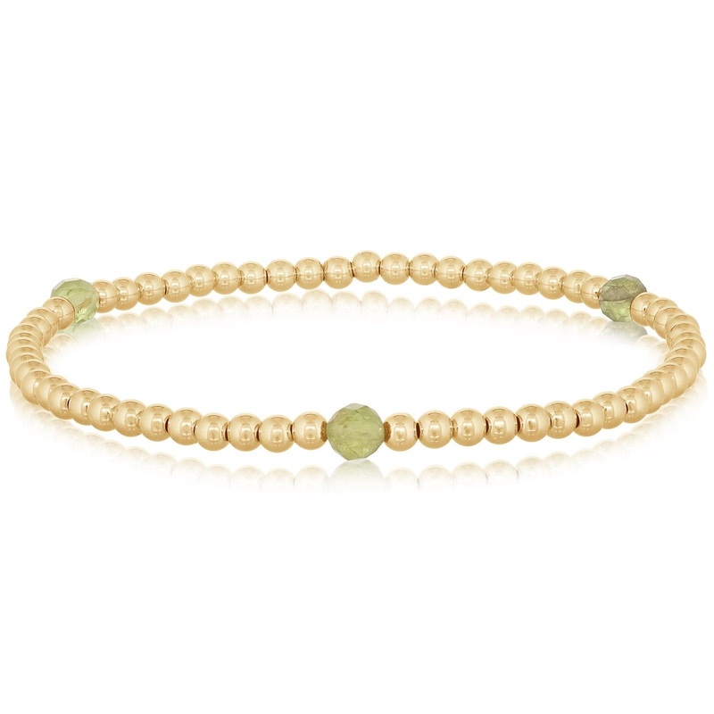 3mm Gold Filled & Peridot Beaded Bracelet