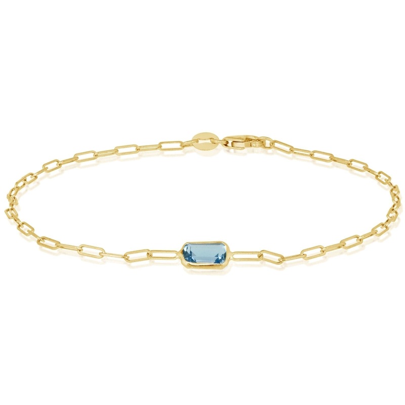 Blue Topaz Paperclip Bracelet