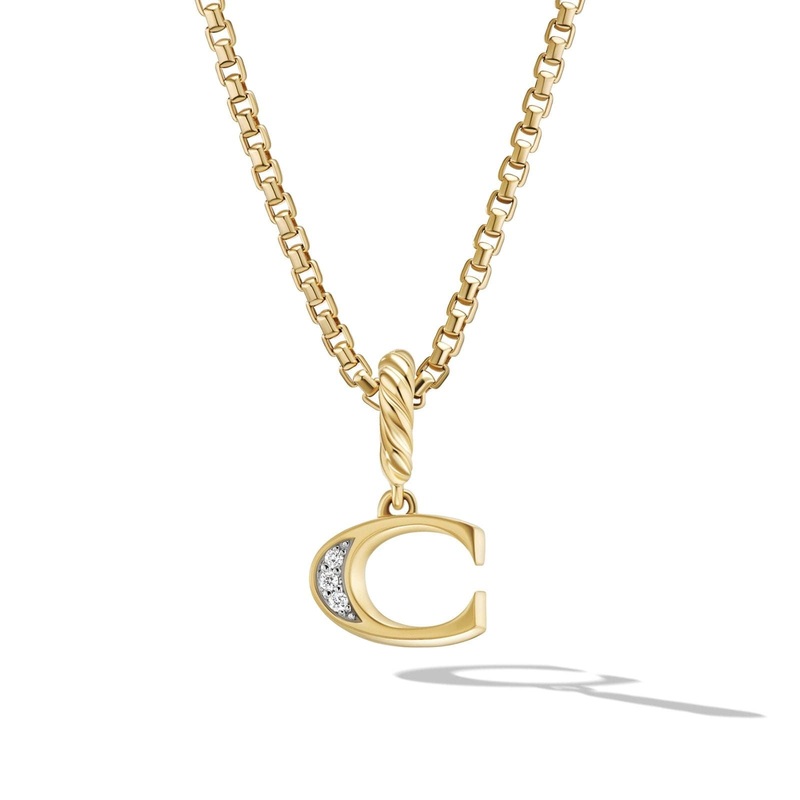 DAVID YURMAN Pav  Initial Pendant in 18K Yellow Gold with Diamond C