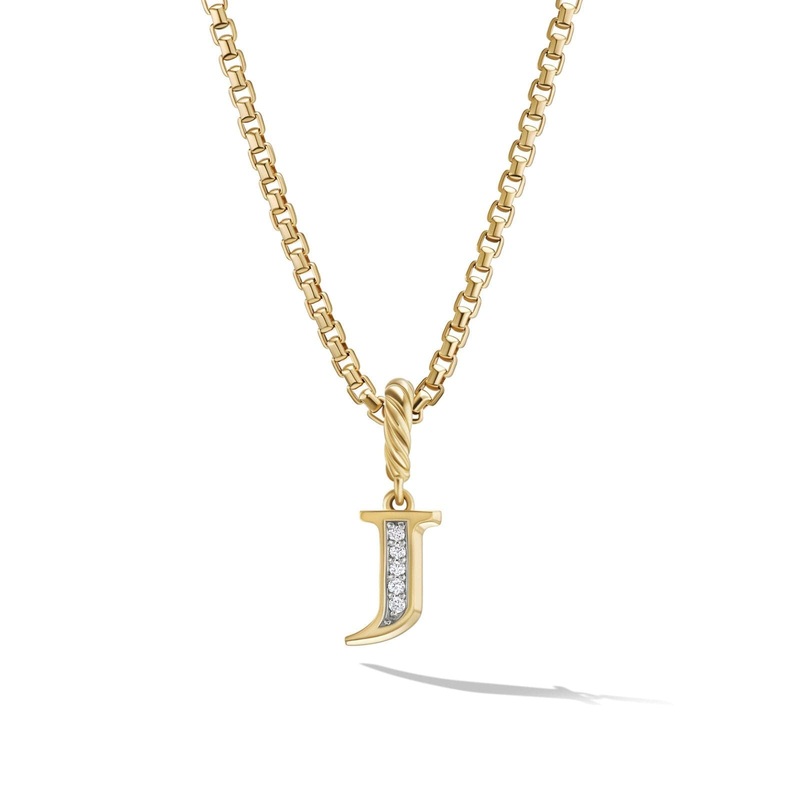 DAVID YURMAN Pav  Initial Pendant in 18K Yellow Gold with Diamond J
