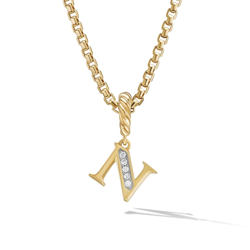 DAVID YURMAN Pav  Initial Pendant in 18K Yellow Gold with Diamond N
