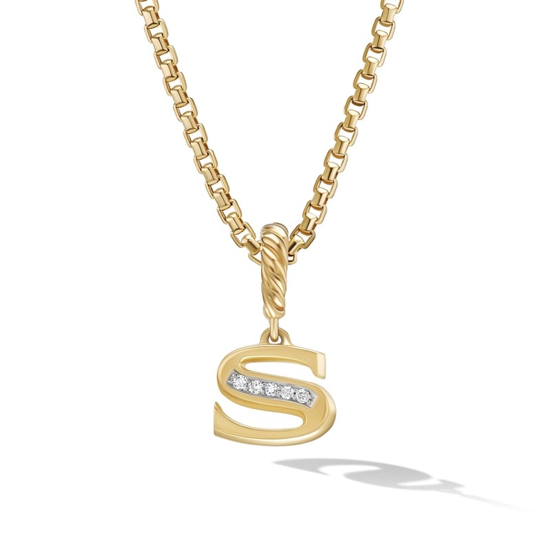 DAVID YURMAN Pav  Initial Pendant in 18K Yellow Gold with Diamond S