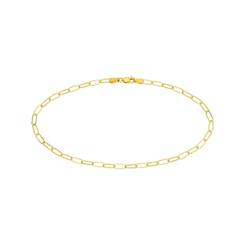 Yellow Gold 10" Paperclip Chain Anklet
