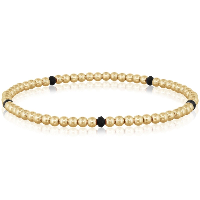 3mm Gold Filled & Navy Sapphire Beaded Bracelet