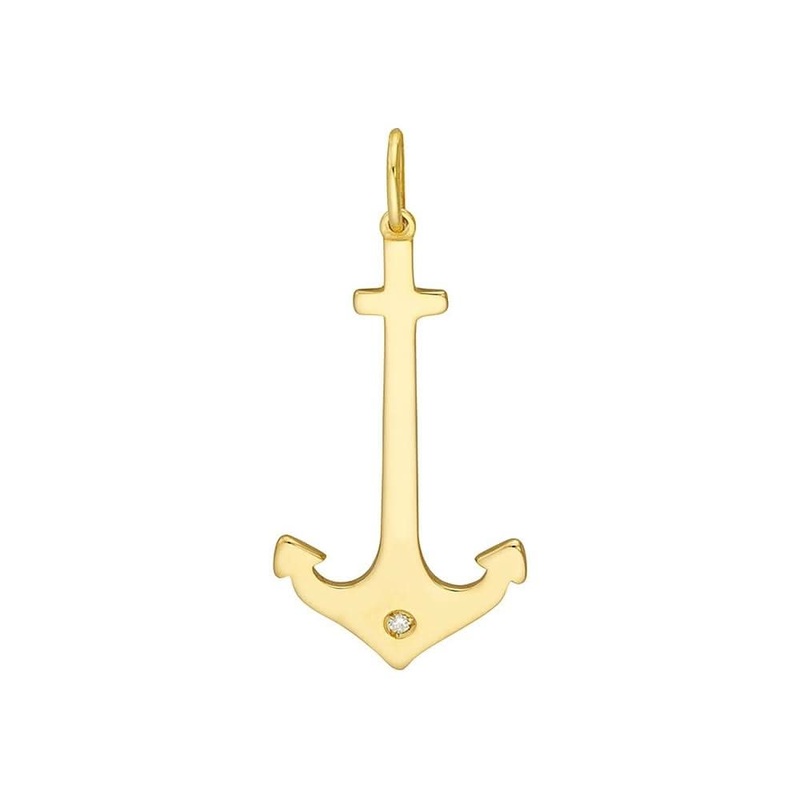 Anchor Pendant with 1pt Diamond