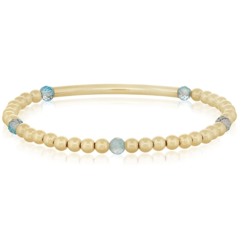 Aquamarine & Gold Filled Bead Bracelet