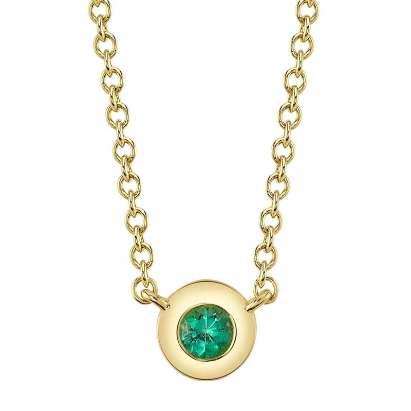 Bailey 14K Yellow Gold Center Emerald Bezel Necklace