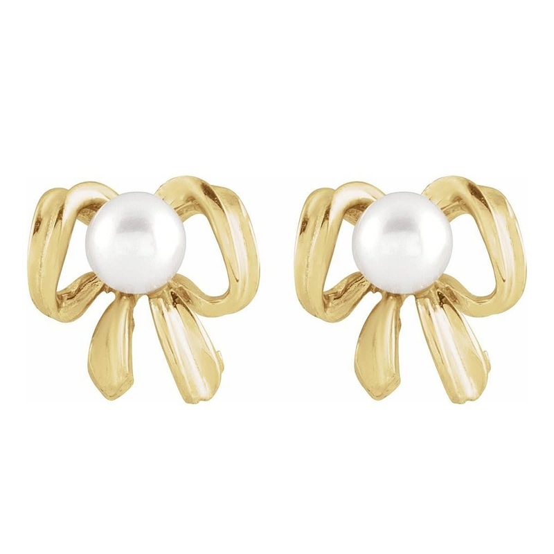 Cultured Pearl Bow Earrings