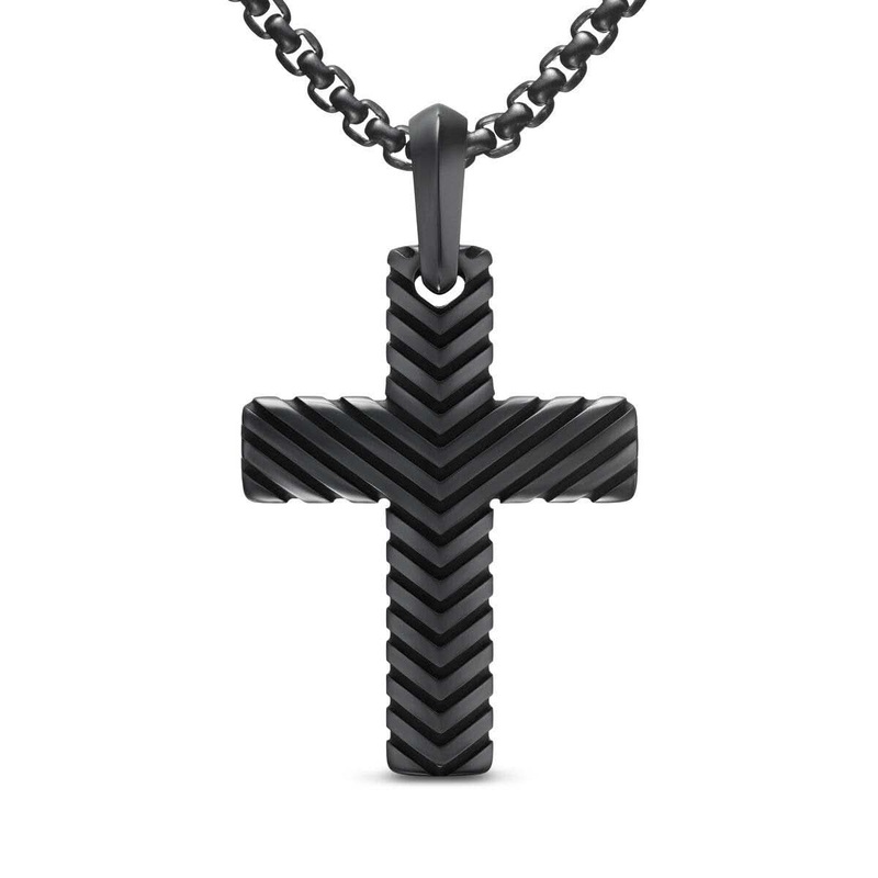 DAVID YURMAN Chevron Cross Pendant in Black Titanium, 36mm