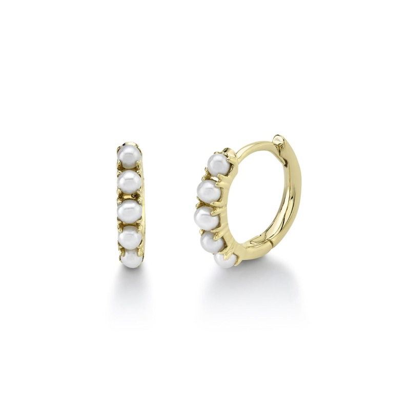 Jackie 14K Yellow Gold Cultured Pearl Huggie Hoop Earrings