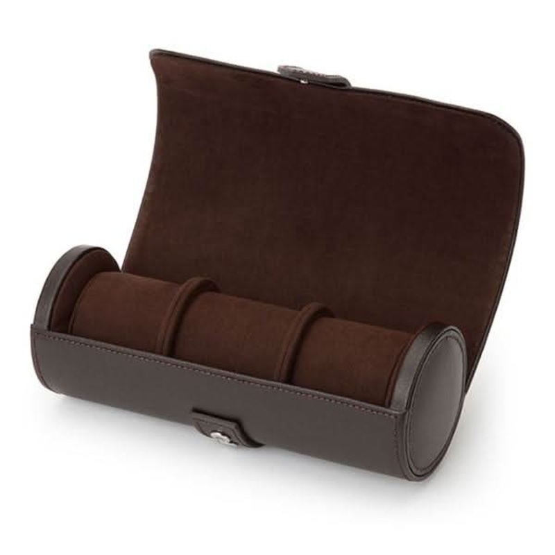WOLF Brown Leather Watch Roll
