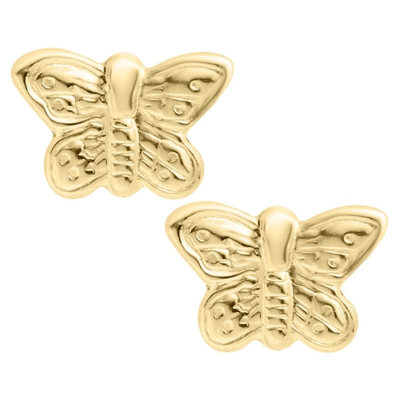 Yellow Gold Butterfly Stud Earrings