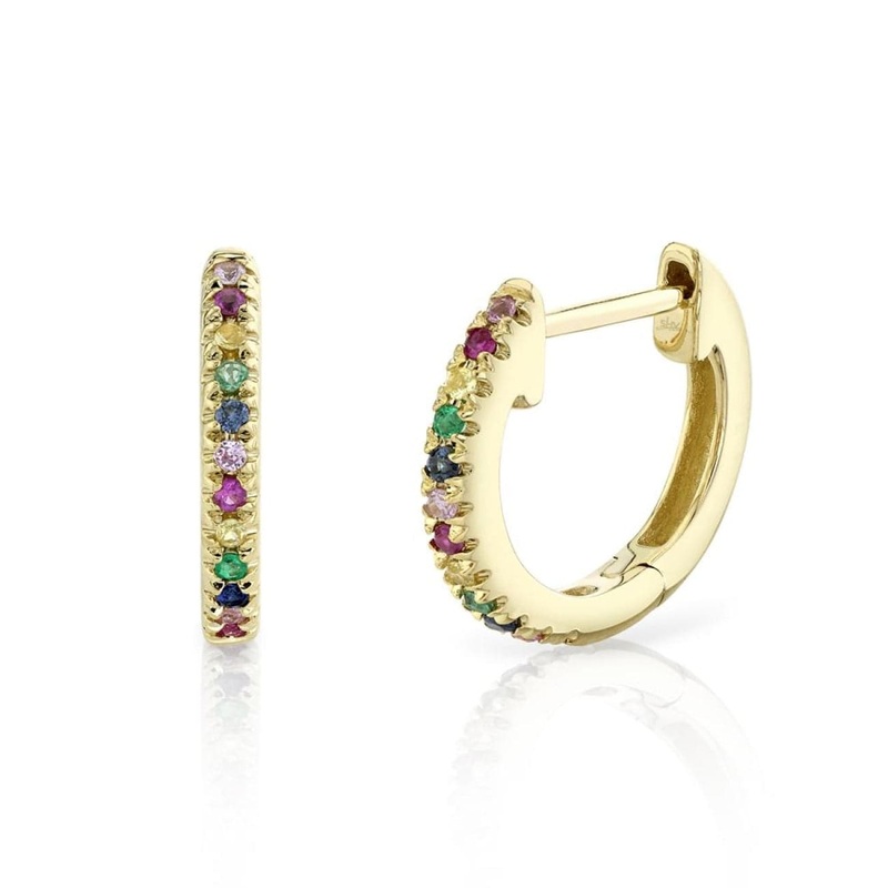 0.08CT MULTI-COLOR STONE HUGGIE EARRING