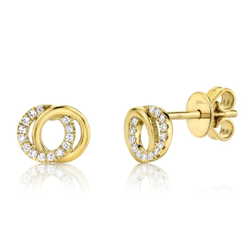 14K Yellow Gold & Diamond Love Knot Circle Earring