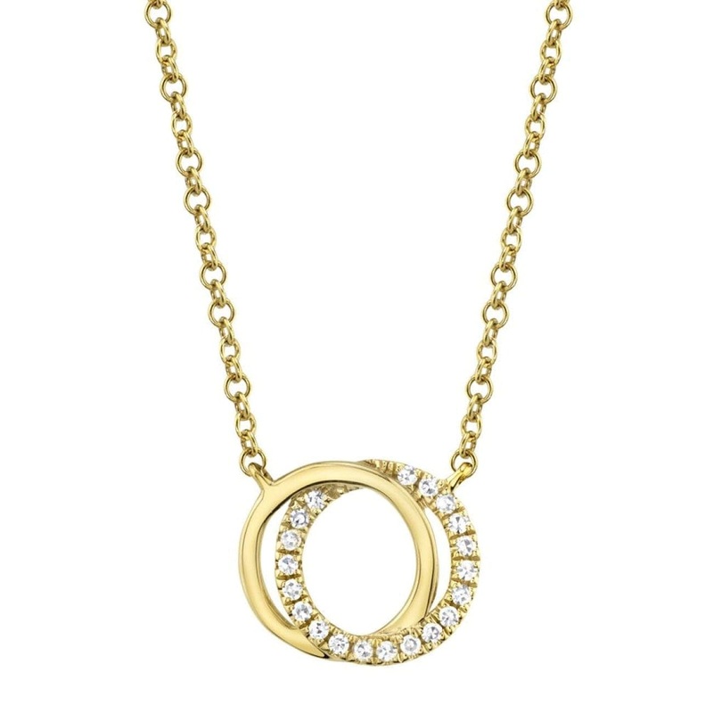14K Yellow Gold & Diamond Love Knot Circle Necklace
