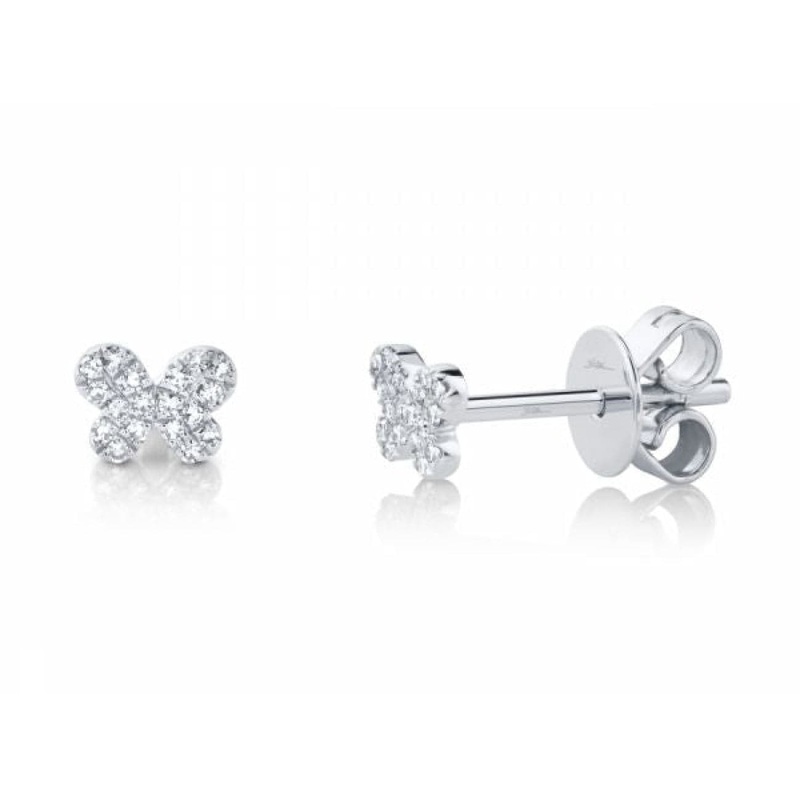 14KT WHITE GOLD 0.07CT DIAMOND MINI BUTTERFLY EARRINGS