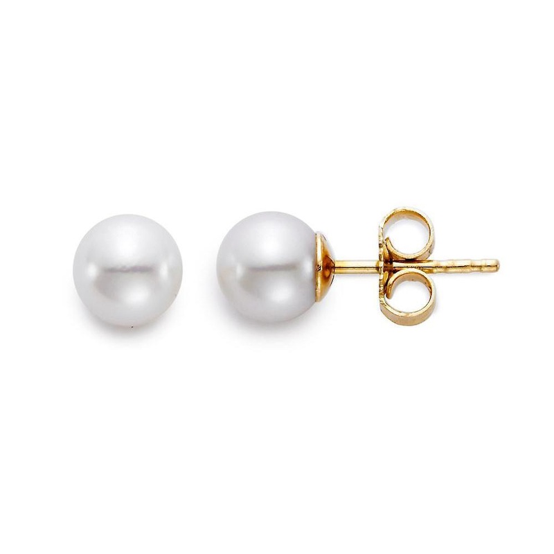 Akoya Pearl 14K Yellow Gold 5.5-6mm White A Pearl Stud Earrings