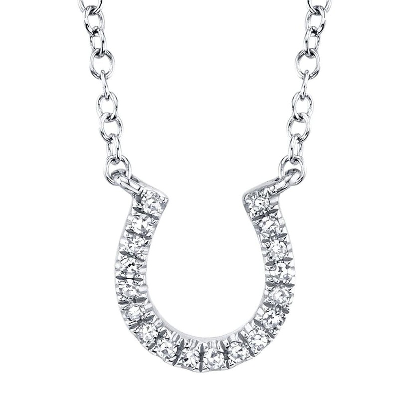 Diamond Horseshoe 14K White Gold 0.06Ct Necklace