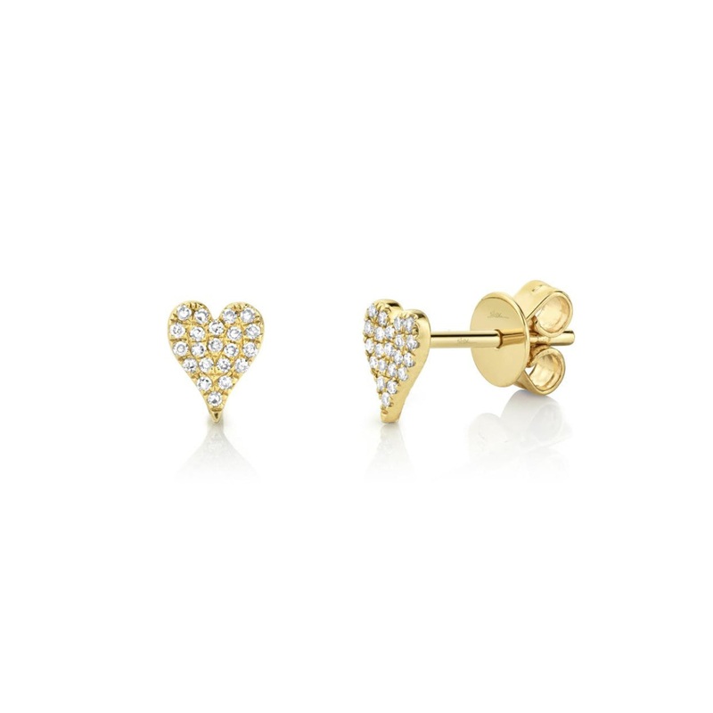Kate 14K Yellow Gold Diamond Pave Heart Stud Earrings