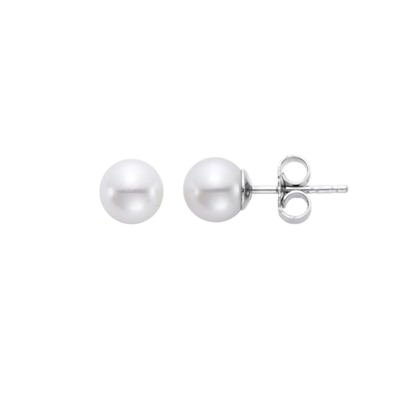 Mastoloni Akoya Pearl 18K White Gold 5.5-6mm White A Stud Pearl Earrings