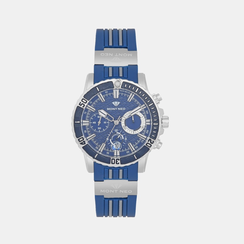Men Blue Chronograph Pu Watch 3504C-P1505