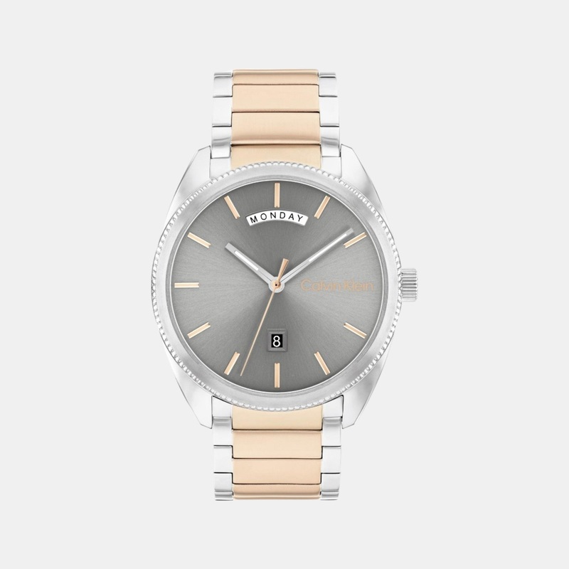 Men Quartz Analog Grey Dial Stainless Steel Watch 25200449