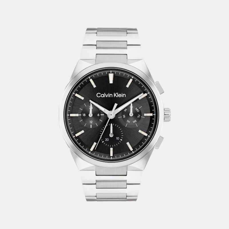 Men Quartz Chronograph Black Dial Stainless Steel Watch 25200459