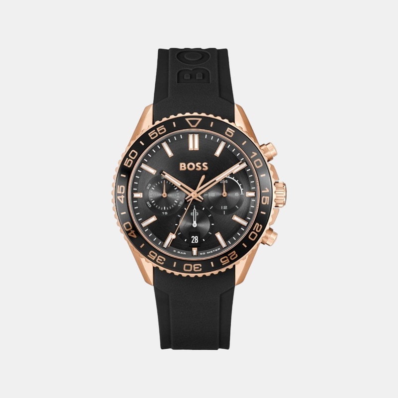 Men's Black Dial Quartz Chronograph Silicone Watch 1514168