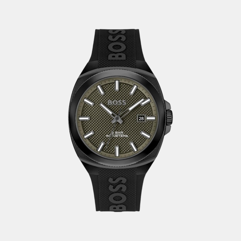 Men's Quartz Analog Olive Green Dial Silicone Watch 1514140
