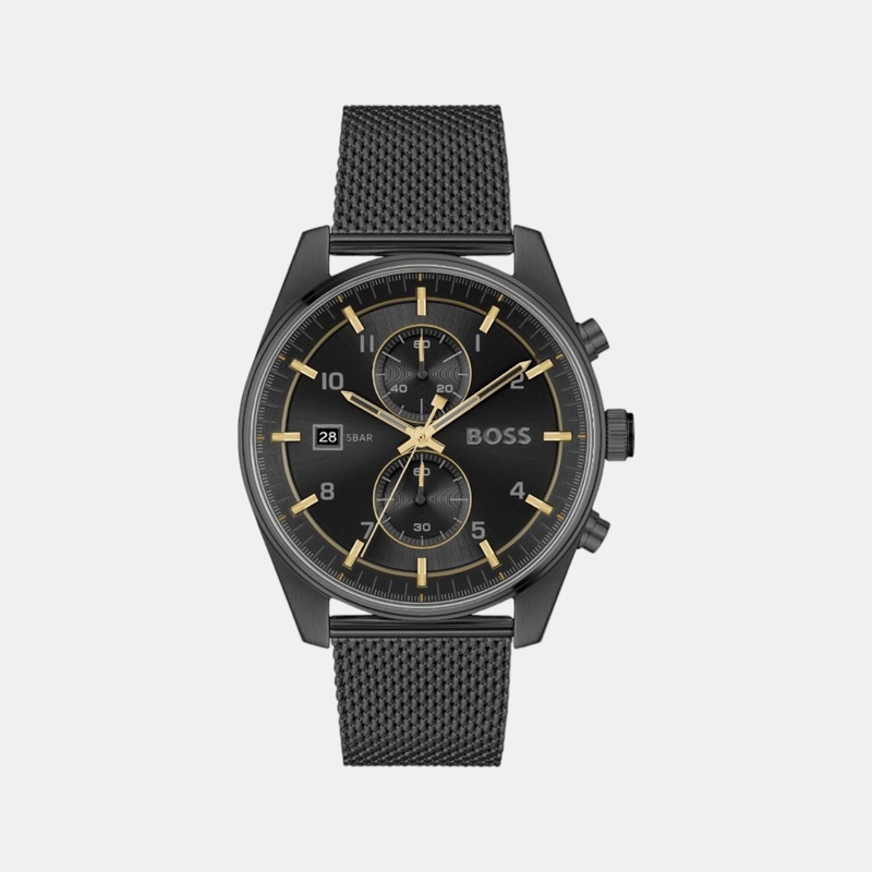 Men's Quartz Chronograph Black Dial Mesh Watch 1514150