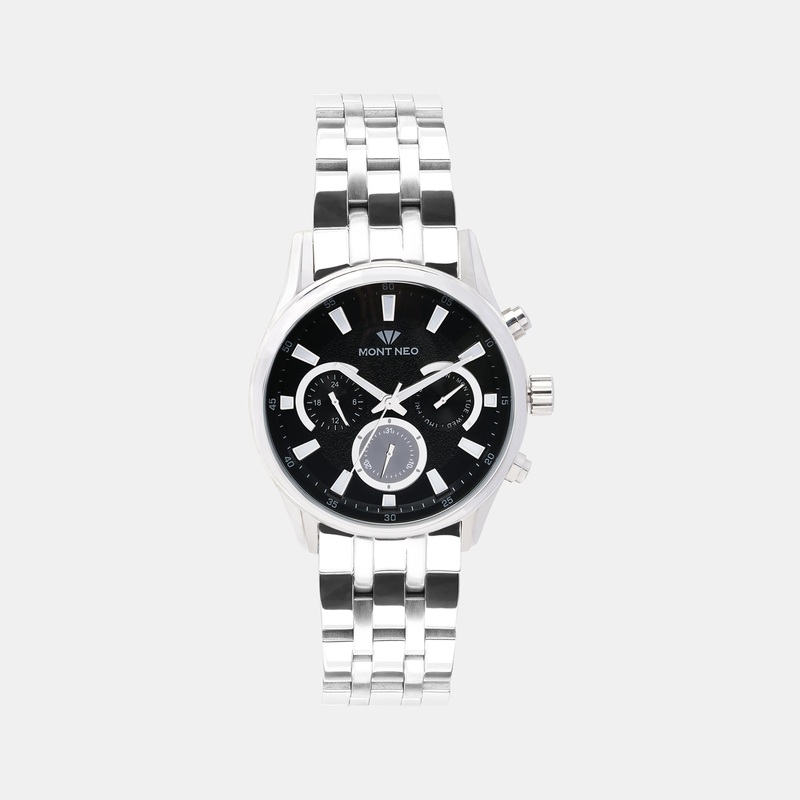 Rugged Black Chronograph Men Stainless Steel Watch 7008C-M1104