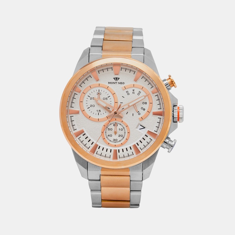 Timeless White Chronograph Men Stainless Steel Watch 7011M-M1303