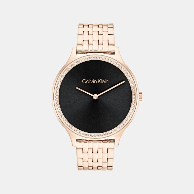 Women Quartz Analog Black Dial Stainless Steel Watch 25100003