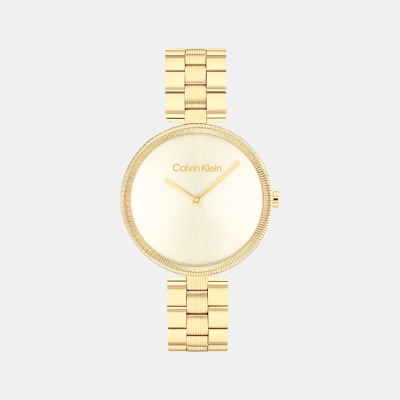 Women Quartz Analog Light Champagne Dial Stainless Steel Watch 25100014