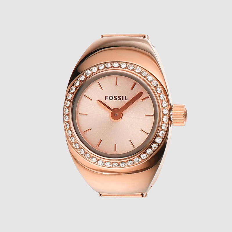 Women Quartz Rose Gold Dial Ring Analog Stainless Steel Watch ES5320