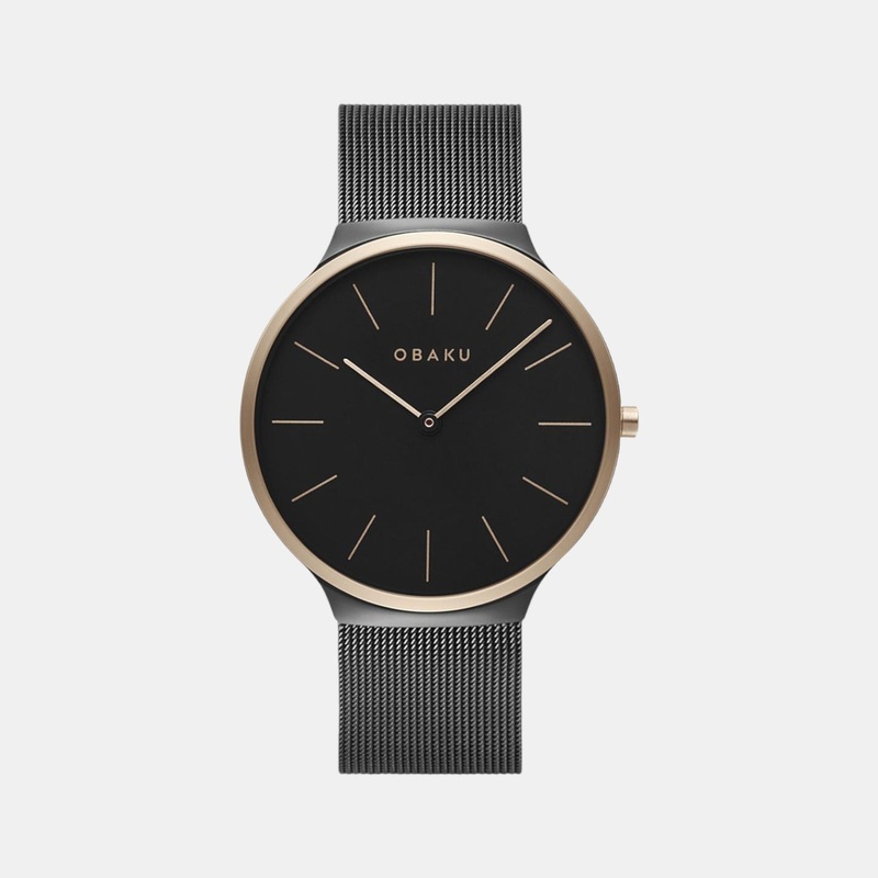 Men Black Analog Stainless Steel Watch V240GXMBMB