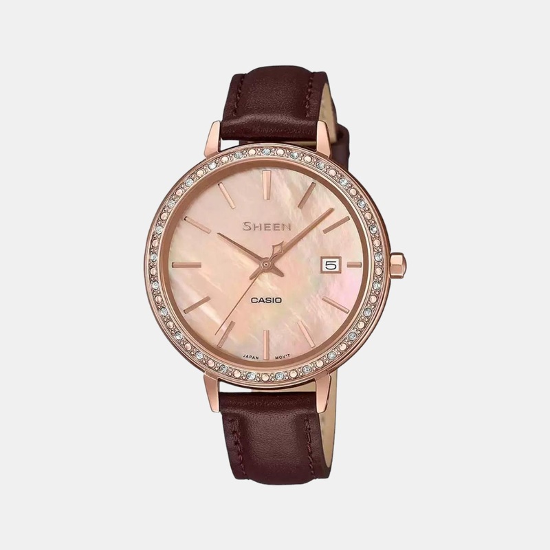 Sheen Women's Analog Leather Watch SX244 - SHE-4052PGL-4AUDF