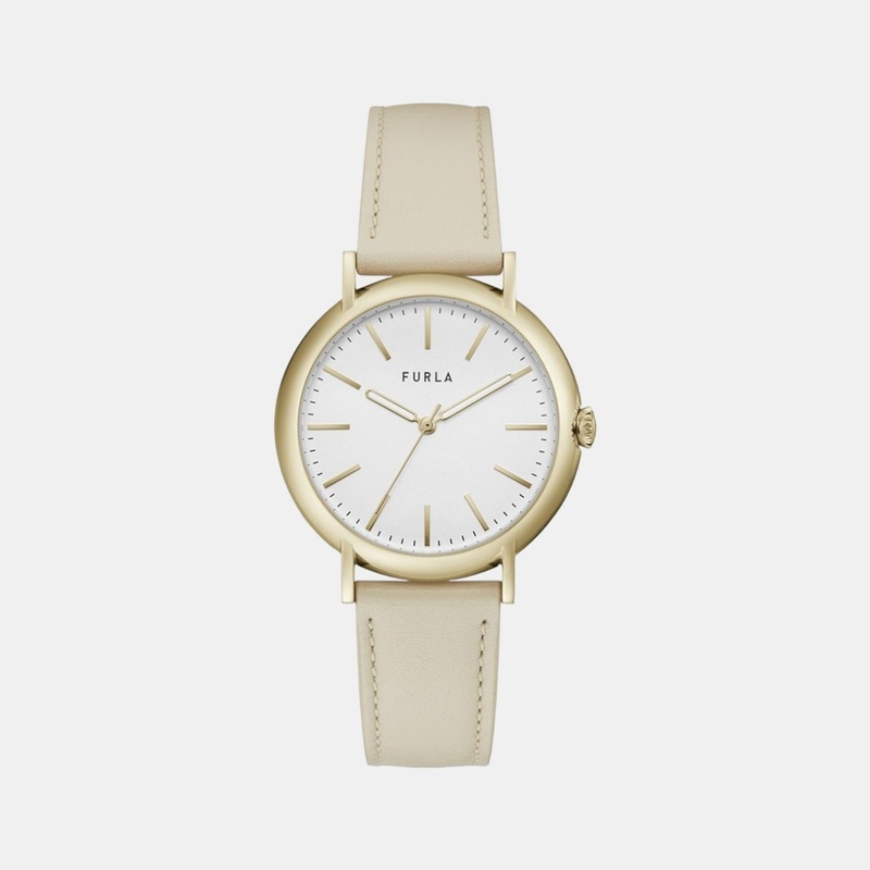 Women Beige Analog Leather Watch WW00023003L2
