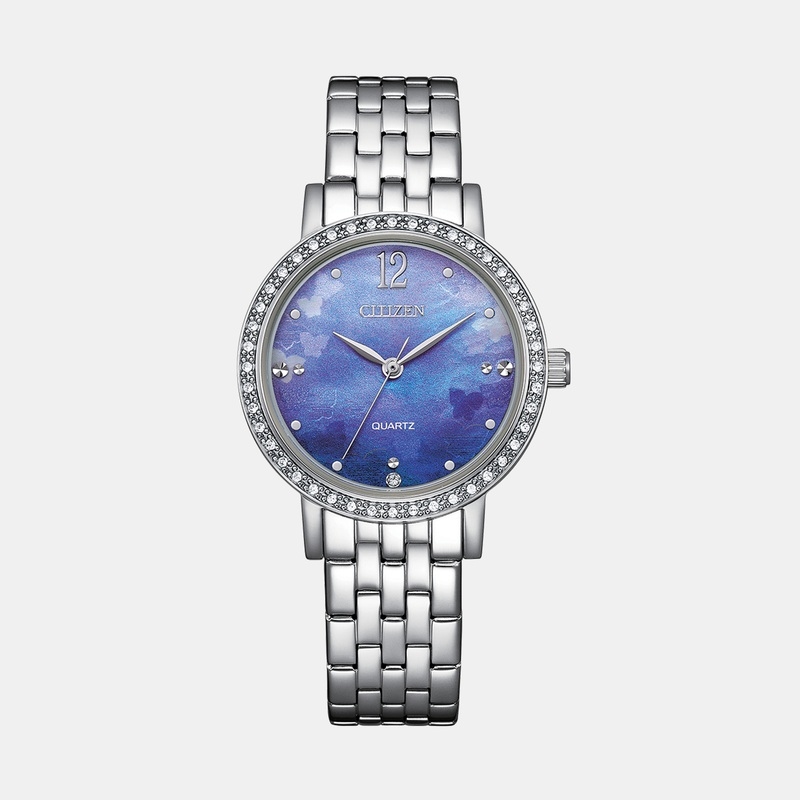 Men Quartz Light Blue Dial Analog Stainless Steel Watch EL3100-55N