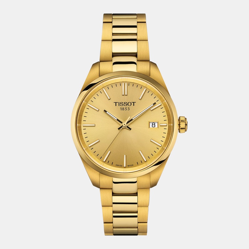 PR 100 Men Analog Champagne Dial Quartz Stainless Steel Watch T1502103302100