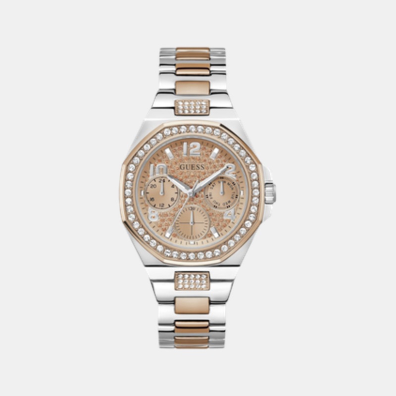 Trend Women Quartz Rose Gold Dial Multi-Function Recycled Steel Watch GW0777L3