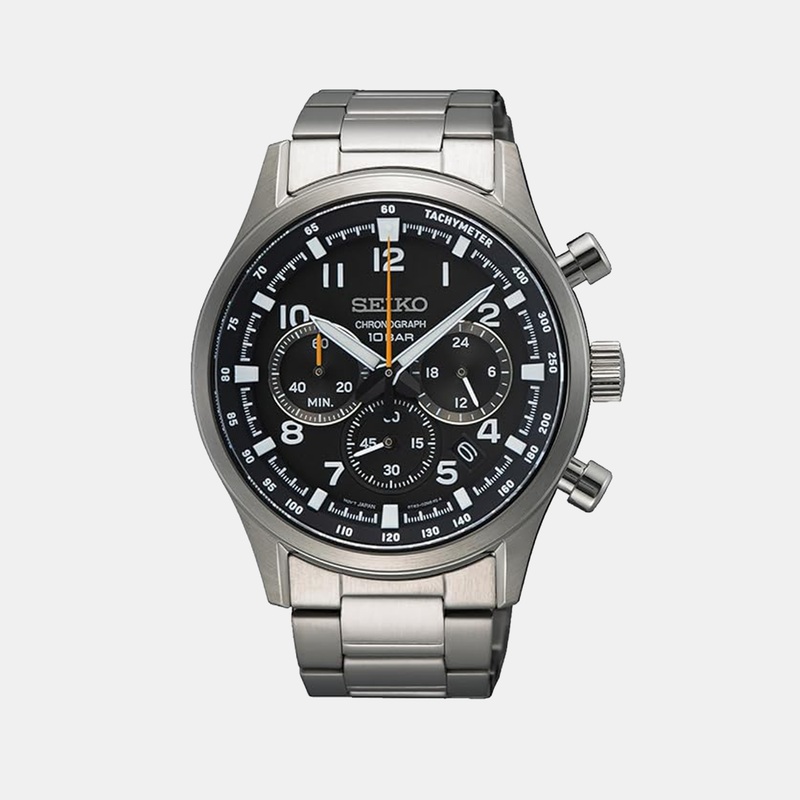 Dress Men Quartz  Black Dial Chronograph Stainless Steel Watch SSB447P1