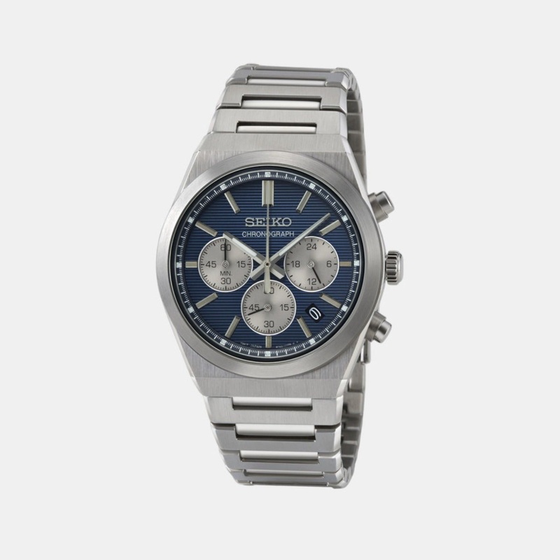Dress Men Quartz Blue Dial Chronograph Stainless Steel Watch SSB453P1