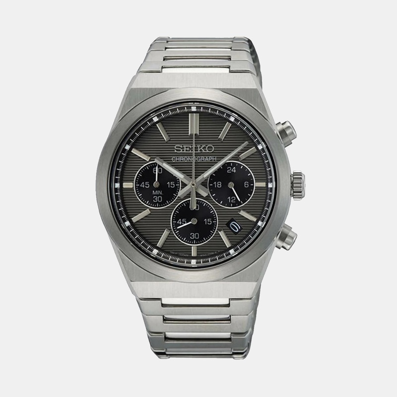 Dress Men Quartz Grey Dial Chronograph Stainless Steel Watch SSB455P1
