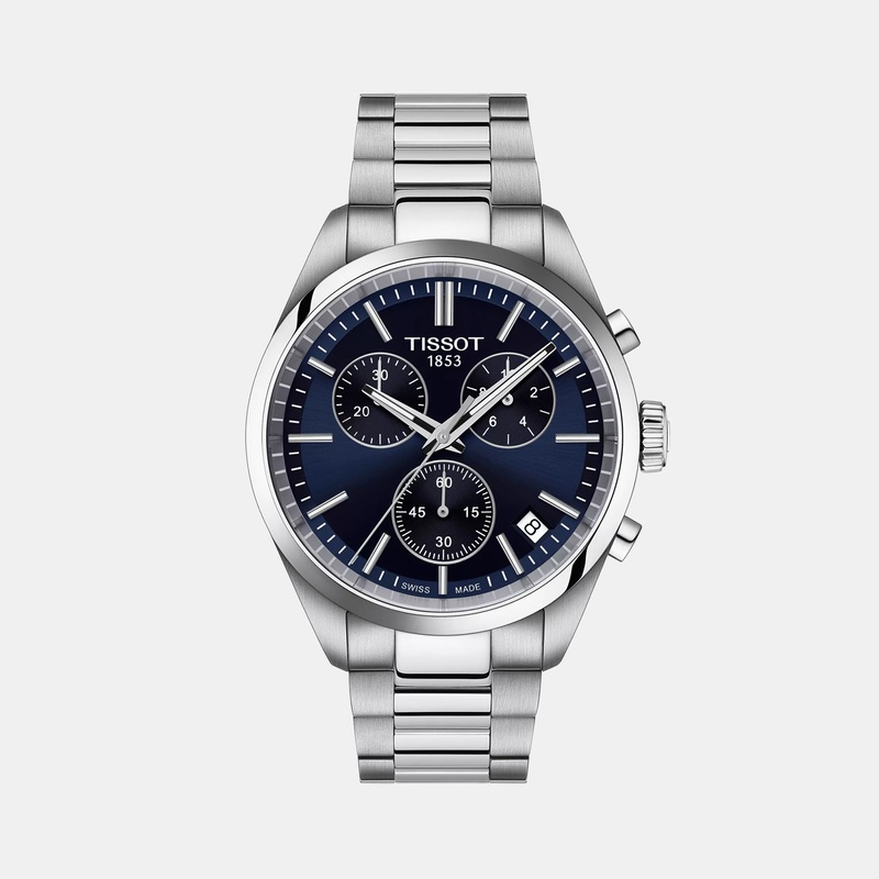 Men Chronograph Blue Dial Quartz Stainless Steel Watch T1504171104100