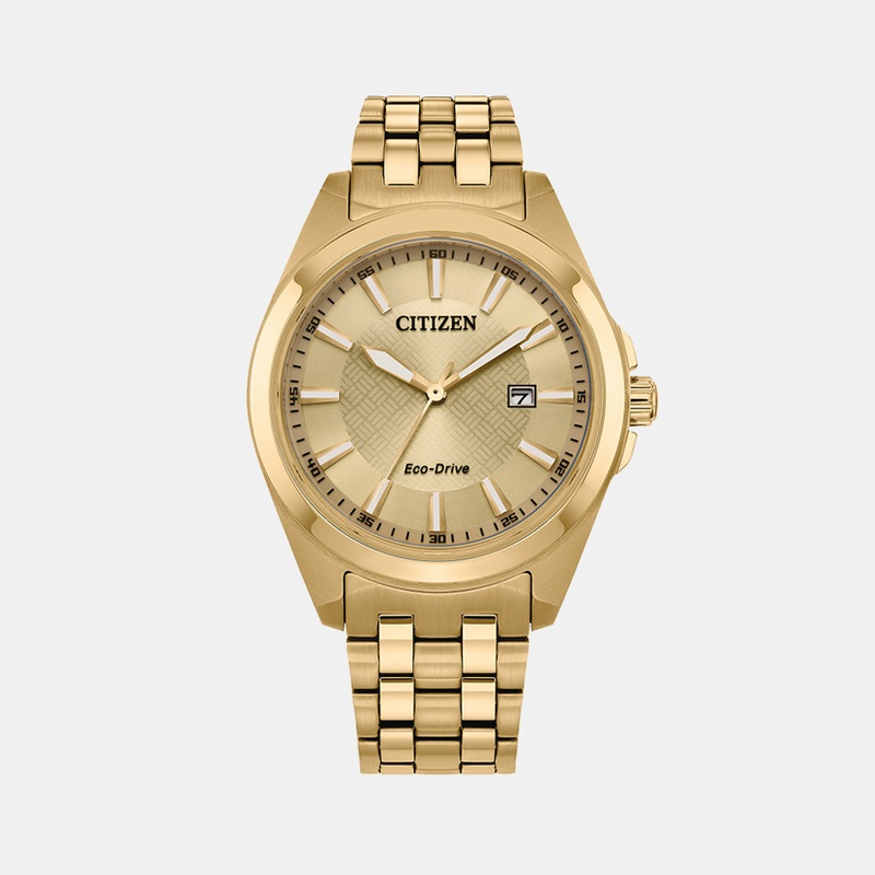 Men Eco-Drive Champagne Dial Analog Stainless Steel Watch BM7532-54P