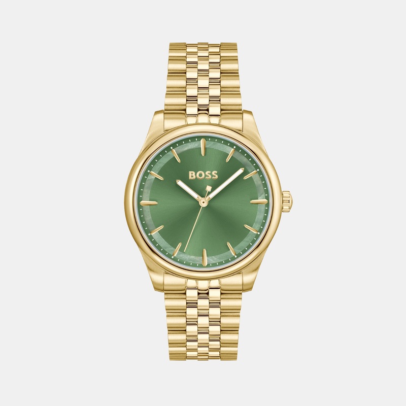Women Quartz Green Mother Of Pearl Dial Analog Stainless Steel Watch 1502780
