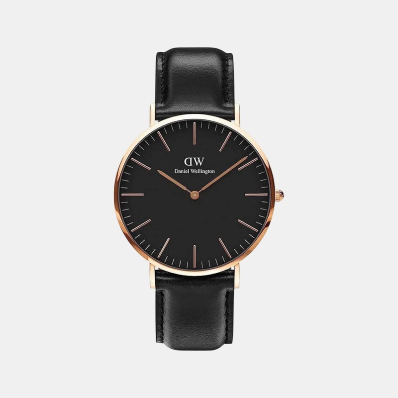 Classic Men Black Analog Leather Watch DW00100127K