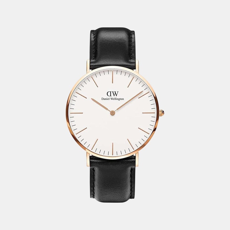 Classic Men White Analog Leather Watch DW00100007K