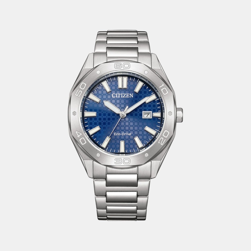 Men Eco-Drive Blue Dial Analog Stainless Steel Band Watch BM7630-80L